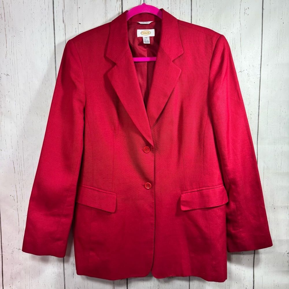 Talbots Red Linen Blend Blazer Jacket Classic Workwear Office Chic Size 14